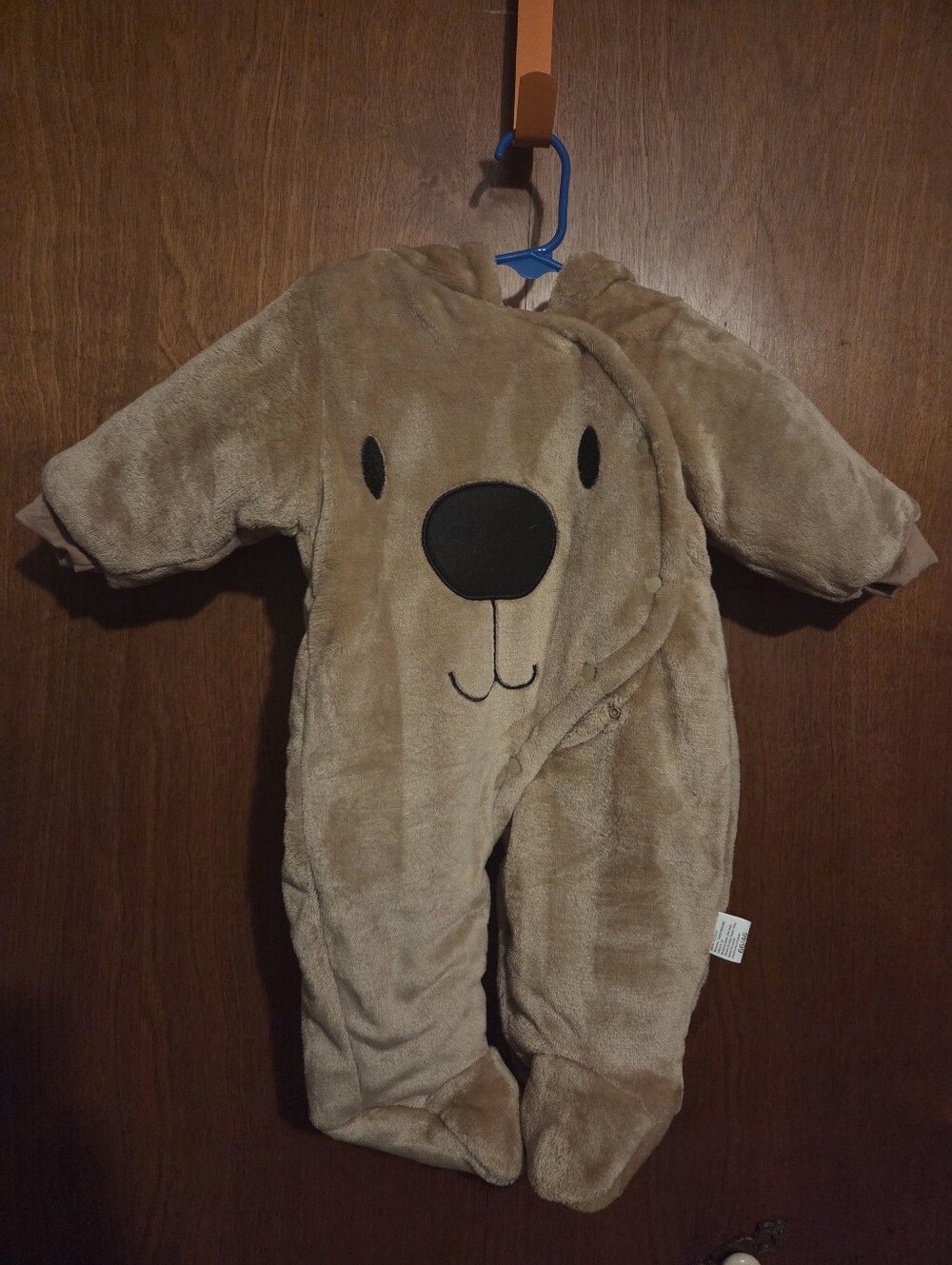 Baby Plush Dog One-Piece Romper in Light Brown